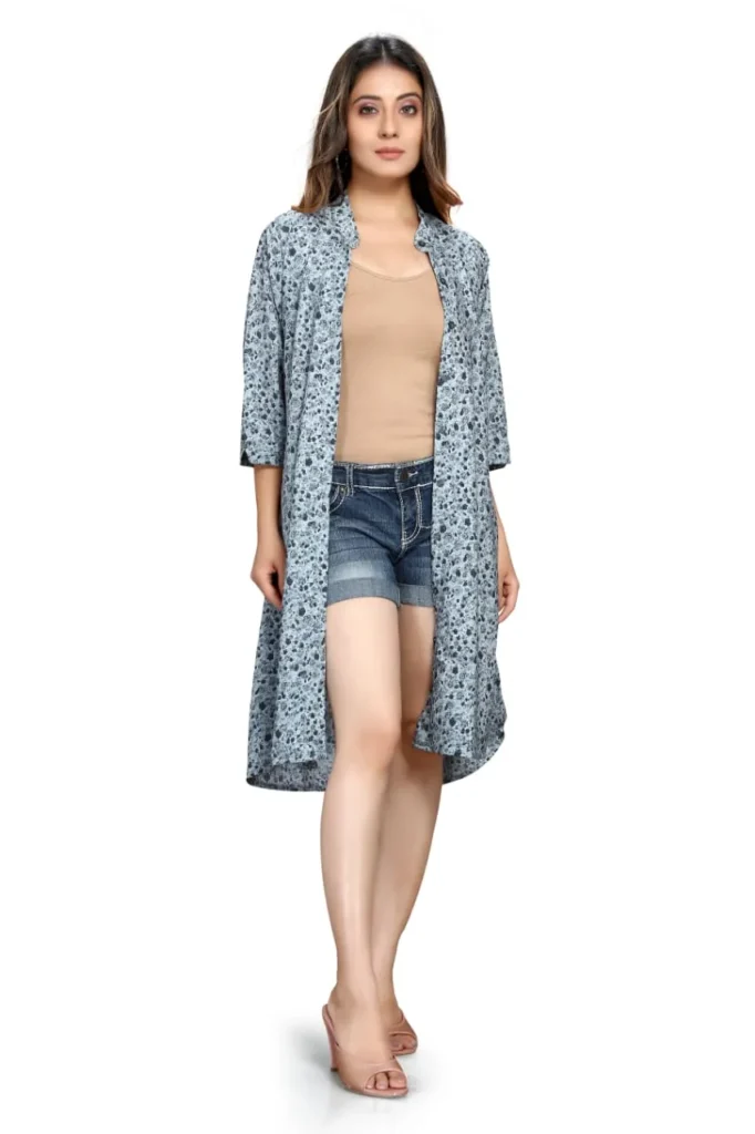 dress for women premium quality light grey & dark grey floral print shirt dress for women