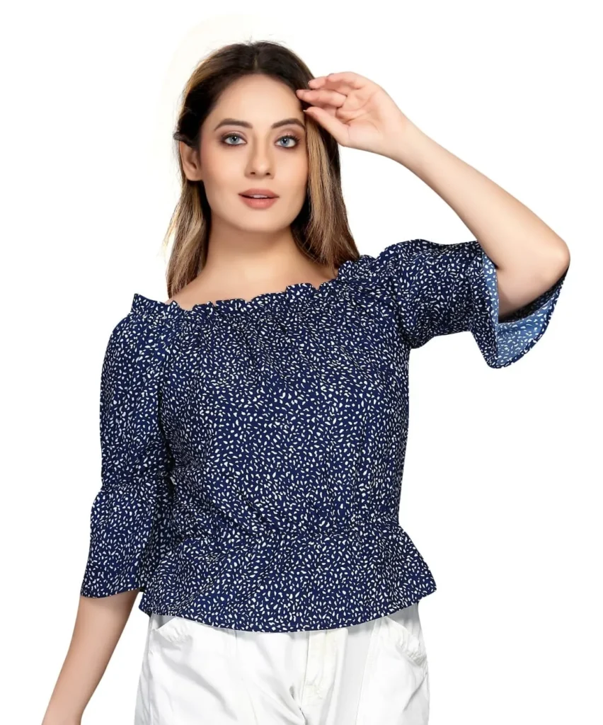 top for women premium quality blue floral off shoulder top for women