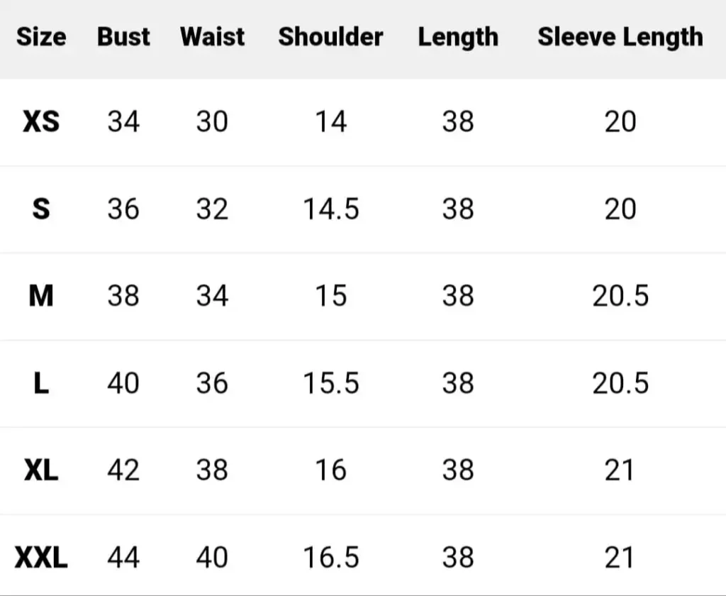 Dress For Women 05 Size Chart Dress For Women