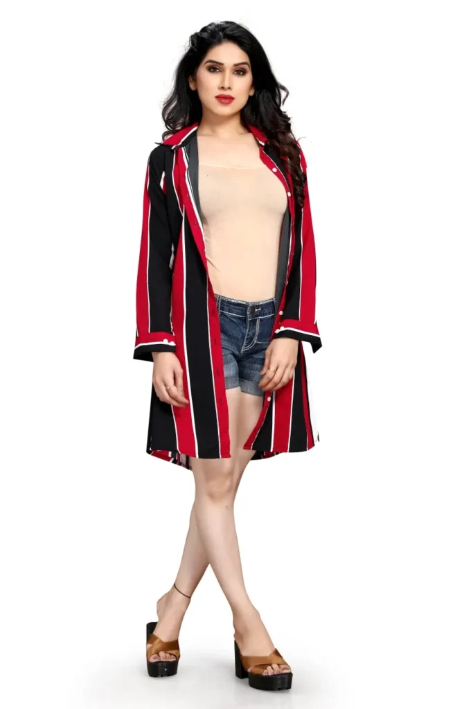 dress for women premium quality black & red stripe shirt dress for women